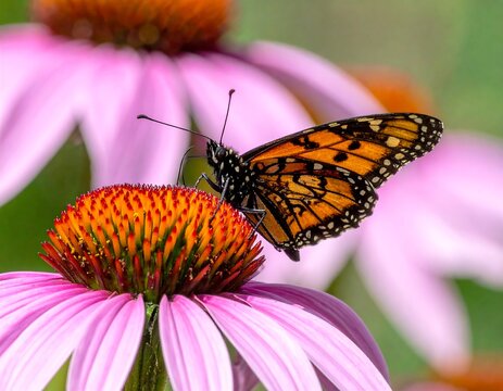 Monarch butterfly on coneflower