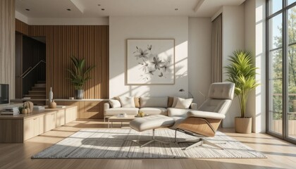 Modern, comfortable recliner in a light-filled, spacious living area