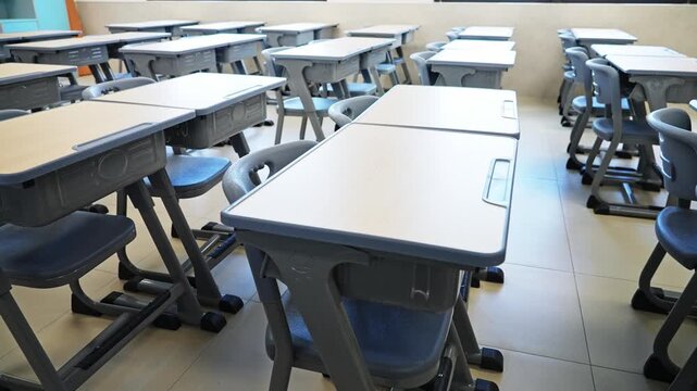 Modern empty classroom in a Chinese school