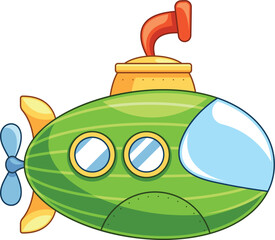 Cute submarine undersea vehicle vector illustration