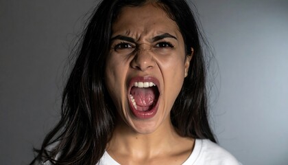 Close-up of a woman shouting