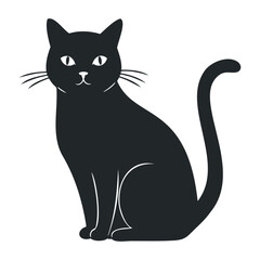 Fototapeta premium Playful black cat illustration digital art whimsical style minimalist design studio environment. Vector illustration