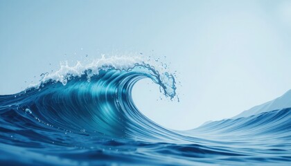 Isolated water wave on a clear backdrop