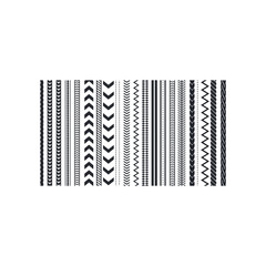 Collection of black and white geometric and textured borders and patterns chevron