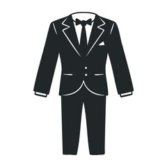Formal event attire wedding ceremony suit design indoor space front view elegance and style. Vector illustration