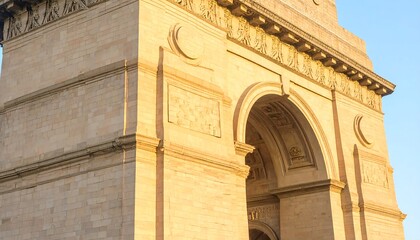 Obraz premium Close-up of the Gateway of India monument in Mumbai.