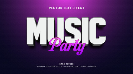 editable text effect music party 3d style premium vector