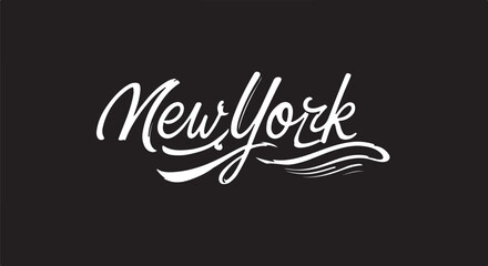 New York with modern icon calligraphy style by wave style bold elements in silhouette white background.