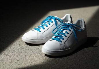 Pair of sneakers on a concrete floor