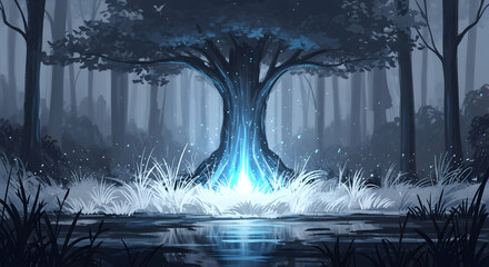 Enchanted Forest Mystical Tree Digital Art Fantasy Nature