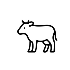 Cow Icon – Minimalist Farm Animal Line Art. Minimalist cow icon in clean line art style. Perfect for farm, dairy, agriculture, and animal-related designs. 