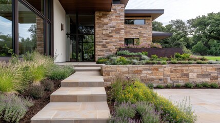 Rustic exterior wall with rough stone and brick layers in deep, warm hues.