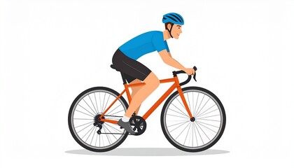 Obraz premium Man Cycling On A Road Bike Wearing A Helmet And Cycling Gear.