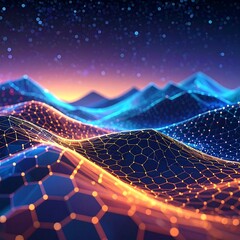 Abstract digital landscape at night