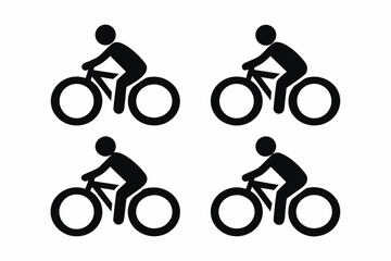 set of Cyclist mountain biking icon  silhouette vector