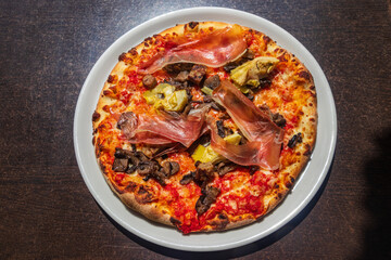 Delicious fresh pizza on a table