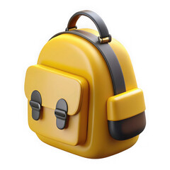 Bright yellow backpack with dark straps and buckles iconic object isolated isolated on transparent background