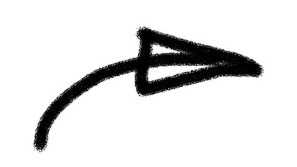 Hand drawn grunge doodle curved arrow sketch isolated on PNG transparent background for abstract design and decoration use