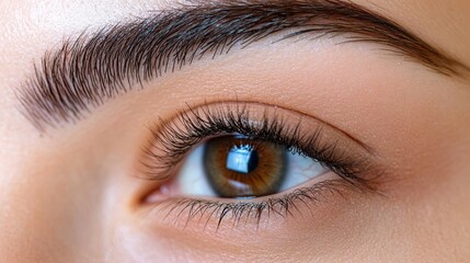 Obraz premium Close up of female eye with long eyelashes and eyebrow