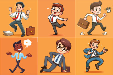 Illustration Set of Funny Business People