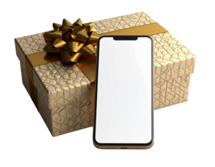Top View Smartphone on Gift Box PNG