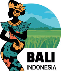 Vector illustration of a vibrant Bali Indonesia .