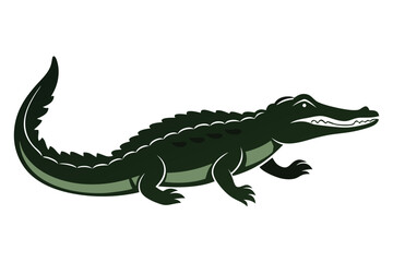 Crocodile swimming silhouette vector