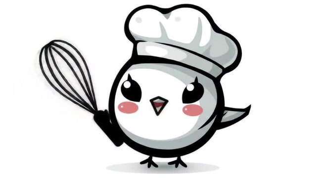Cute chef bird illustration