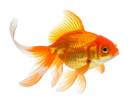 Top-Down View of Goldfish with Curved Tail, Isolated on White Background png