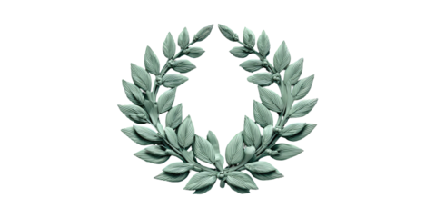 Ornate, light-gray laurel wreath