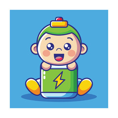 Baby Battery Cartoon Vector Illustration