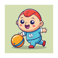 Baby Bowling Ball Cartoon Vector Illustration