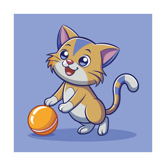 Baby Cat Playing with Ball Vector Image