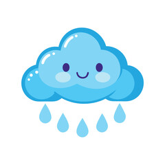 Baby Cloud with Raindrops Vector Illustration