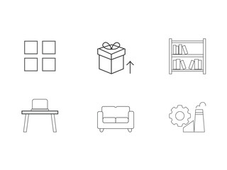 Minimalist outline of a chair, Table, Ideal for design, shopping, innovation, efficiency, manufacturing, engineering simple landing page vector stock line icon