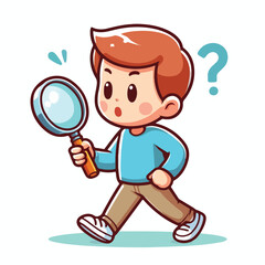 Cartoon illustration of person walking with magnifying glasses