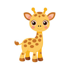 Baby Giraffe Cartoon Isolated on White Background Illustration