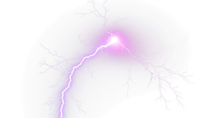 purple lightning bolt strike png, thunderstorm or light effect isolated on transparent cut out background