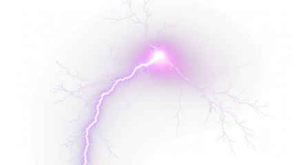 purple lightning bolt strike png, thunderstorm or light effect isolated on transparent cut out background