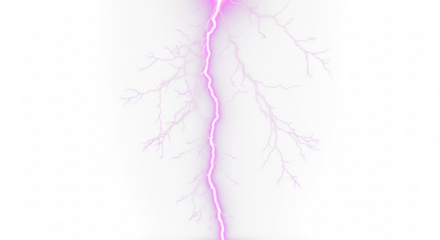 purple lightning bolt strike png, thunderstorm or light effect isolated on transparent cut out background