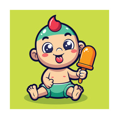 Baby Popsicle Cartoon Sweet Vector Image Artwork