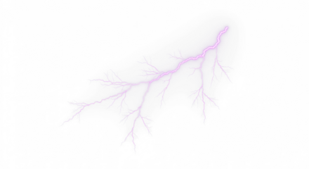 purple lightning bolt strike png, thunderstorm or light effect isolated on transparent cut out background