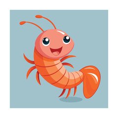 Baby Shrimp Smiling Cute Vector Illustration Artwork