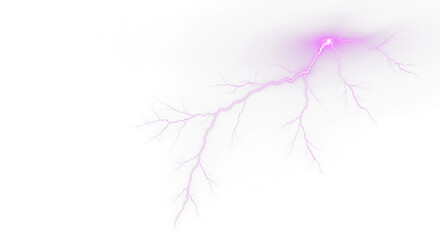 purple lightning bolt strike png, thunderstorm or light effect isolated on transparent cut out background
