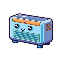 Fototapeta premium Cartoon Air Conditioner Isolated on White Background Vector Illustration