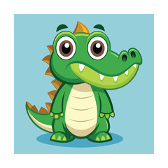 Fototapeta premium Cartoon Crocodile with Big Eyes Funny Vector Illustration
