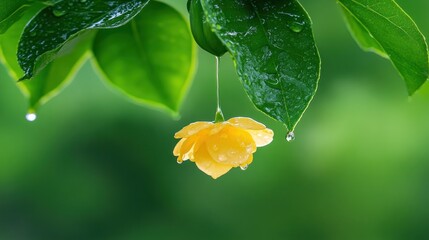 Yellow flower with water droplets