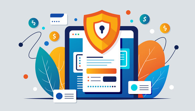 A secured online dashboard with a protective shield