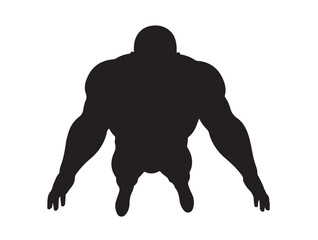  Wrestling player with big hand in silhouette white background top.