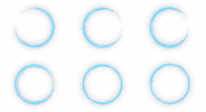 Collection of Blue light circle with sparkles, vector magic glow 3d effect. Realistic blue shiny ring or swirl, round frame of flare trail with glitter dust isolated on transparent background - Powered by Adobe